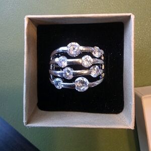 Silver Tone And Cubic Zirconia Wrap Ring